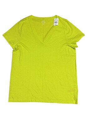 J.Crew Factory Slub Cotton V-Neck Tee, Chartreuse, XXL, New With Tags, H5967
